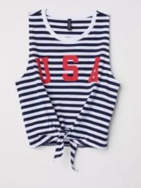 DIVIDED H&M Y2K Stripes 4th of July Tie-Knot Sleeveless  Tees
